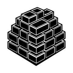 Poster - Isometric blocks structure illustration, 3d blocks stacked design, geometric blocks art concept design