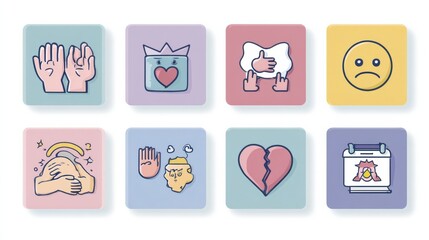 Poster - Recognizing Signs of Cyberbullying Through Neutral Icons Showcasing Various Emotions and Interactions