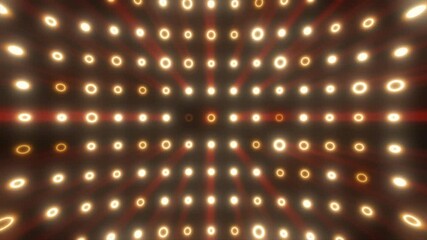 Poster - Glowing golden-yellow rings form a symmetrical tunnel of light and shadow, evoking speed and futuristic energy