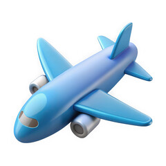 Poster - Cartoon airplane icon 3d render isolated on transparent background