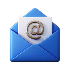 Poster - 3d render blue envelope at symbol isolated on transparent background