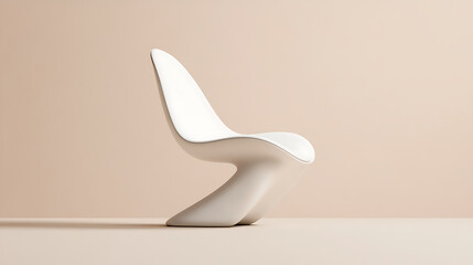 Aufkleber - Minimalist chair on a neutral background, sculptural shape, elegant design, modern furniture, promoting simplicity and style in interior design.
