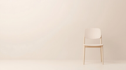 Aufkleber - Solitary chair in a minimalist room, promoting simplicity and understated elegance. The chair stands alone against a monochrome background.