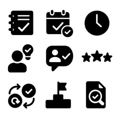Poster - Set of icons for a calendar, a checklist, and a clock