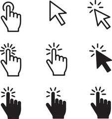 Poster - Variety of Click and Tap Icons Featuring Hands and Arrows for User Interface Design Projects