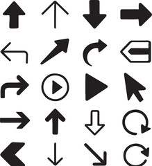 Poster - Collection of Directional Arrows for Navigation and Interface Design Demonstrating Various Styles and Orientations for User Guidance and Visual Communication