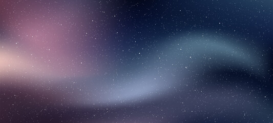 Poster - Abstract blue and purple nebula with twinkling stars. Galaxy background with cosmic dust and bright starlight for science and astronomy.
