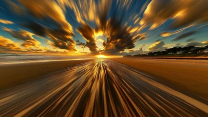 Poster - Bright Sunset Over the Beach Creates a Mesmerizing Sky View Generative AI