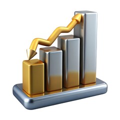 Poster - 3d render of gold and silver bar graph showing growth