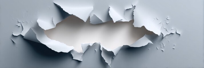 Poster - Paper Tearing Open to Reveal a Blank Space, Creating a Dramatic Visual Effect in a Minimalistic Setting