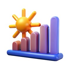 Poster - 3d render of sun and increasing bar graph