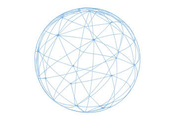 Poster - Light blue plexus sphere rotating on transparent background, creating an abstract representation of global network and data connections