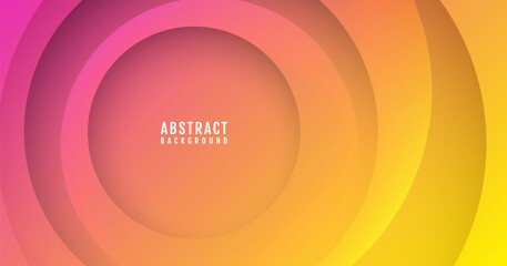 Poster - 3D orange pink abstract background overlap layer on bright space with circles effect decoration. Modern graphic design element cutout style concept for web banner, art, flyer, card, or brochure cover