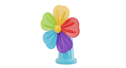 Poster - Colorful 3D Rendered Fan with Transparent Background in Vibrant Hues