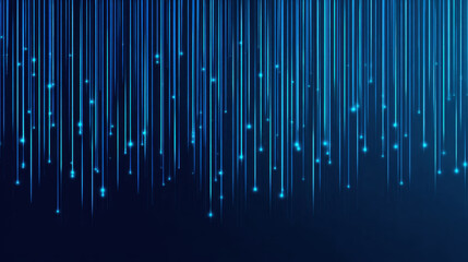Aufkleber - Glowing blue light streaks falling on dark navy background create futuristic and dynamic digital abstract design with sparkling effects