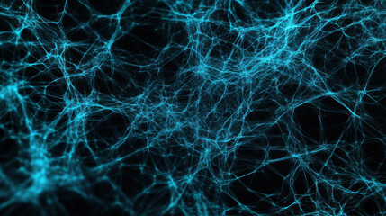 Aufkleber - Neural network abstract background with glowing blue lines on black, creating high contrast tech design with intricate web patterns