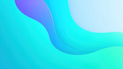 Aufkleber - Modern gradient background blending turquoise and blue with smooth abstract wave shapes creating calm and soothing visual effect
