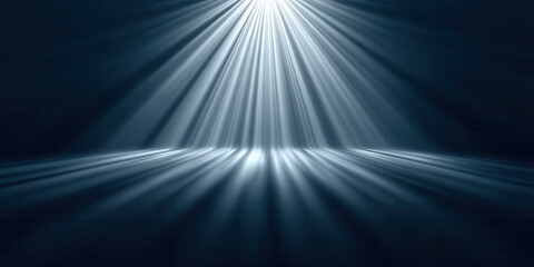 Aufkleber - Bright white spotlight beams shining down on dark empty stage floor with dramatic light rays and shadows