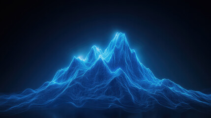 Aufkleber - Transparent digital landscapes with animated elevation lines create glowing blue mountain range in futuristic style