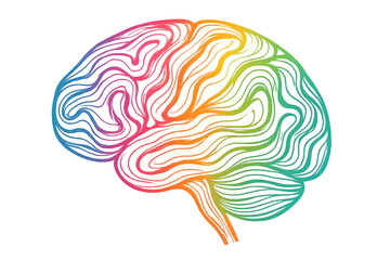 Poster - Colorful illustration of human brain representing intelligence, creativity, and imagination, isolated on transparent background