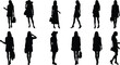 © Authentic - Minimalist Black Silhouette Collection of Women in Fashionable Poses and Accessories