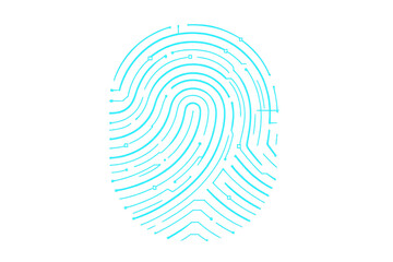 Poster - Glowing digital fingerprint formed by circuits represents biometric identification, security, and access control in cyberspace