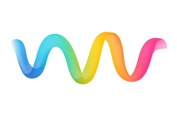 Poster - Rainbow gradient swirling line creating a dynamic and vibrant visual on a transparent background