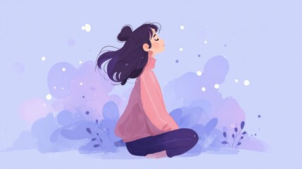 Aufkleber - Relaxation Through Pastel Visuals Promoting Calm Breath and Serene Mind in a Tranquil Setting