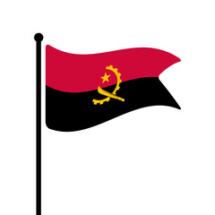 Fototapete - Flag of Angola. Angola flag vector illustration icon design. Fluttering flagpole flag.