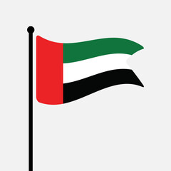 Fototapete - Flag of United Arab Emirates. United Arab Emirates flag vector illustration icon design. Fluttering flagpole flag.