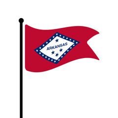 Fototapete - Flag of Arkansas us. Arkansas flag vector illustration icon design. Fluttering flagpole flag.