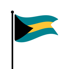 Fototapete - Flag of Bahamas. Bahamas flag vector illustration icon design. Fluttering flagpole flag.