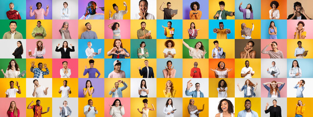 Poster - A lively collection of individuals from various backgrounds express joy and creativity with diverse poses and gestures.