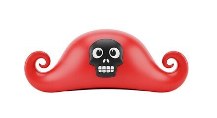 Poster - red mustache with black skull 3d rendered on transparent background
