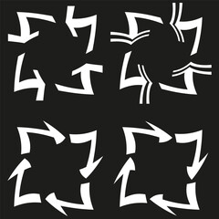 Poster - Arrow symbol icon. Curved direction figure. Vector black shape. Motion pattern form.
