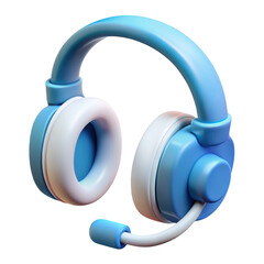 Poster - 3d realistic blue gaming headset isolated on transparent background