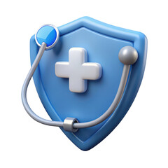 Leinwandbilder - 3d medical shield with stethoscope isolated on transparent background