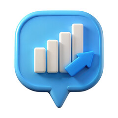 Leinwandbilder - 3d render of blue speech bubble with growth chart icon isolated on transparent background