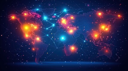Wall Mural - A colorful globe with many lights on it