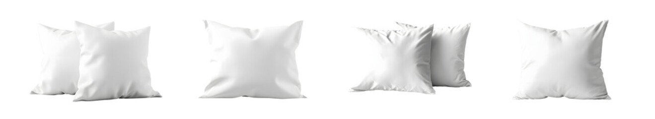 Fototapete - set of Blank pillows arranged in a horizontal row. isolated on transparent background