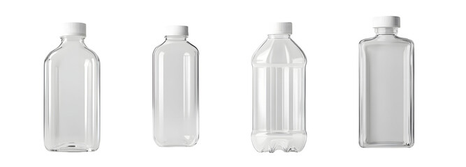 Poster - set of clear plastic bottles with white caps. isolated on transparent background