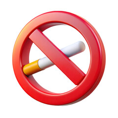 Leinwandbilder - No smoking sign 3d render isolated on transparent background