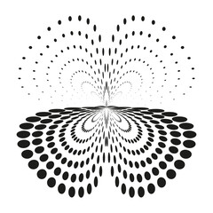 Poster - Radial dot shape. Optical illusion icon. Symmetric vector element. Abstract halftone design.