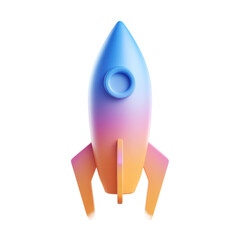 Poster - A Transparent PNG Icon of a 3D Rocket About To Launch with a Beautiful Gradient Across the Body