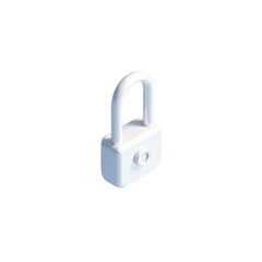 Poster - A 3D Rendering of a White Padlock Security Icon on a Transparent Background Demonstrating Encryption Technology