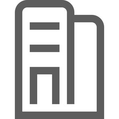 Poster - Illustration of a gray building icon with windows and a door on a white background design vector