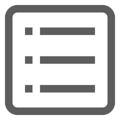 Poster - List icon with three horizontal lines and square bullets inside a rounded square border in gray