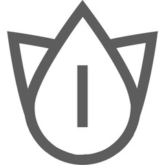 Poster - Gray stylized tulip shape with a vertical line in the center on a white background design element