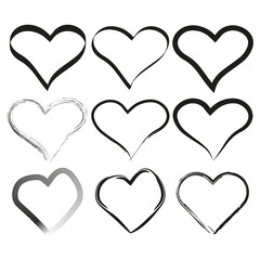 Poster - Heart shape icon. Hand drawn outline. Vector romantic element. Black artistic collection.