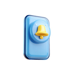 Poster - A Transparent PNG Icon of a Mobile Phone with a 3D Bell Notification in Pastel Colors Perfect for UI Design